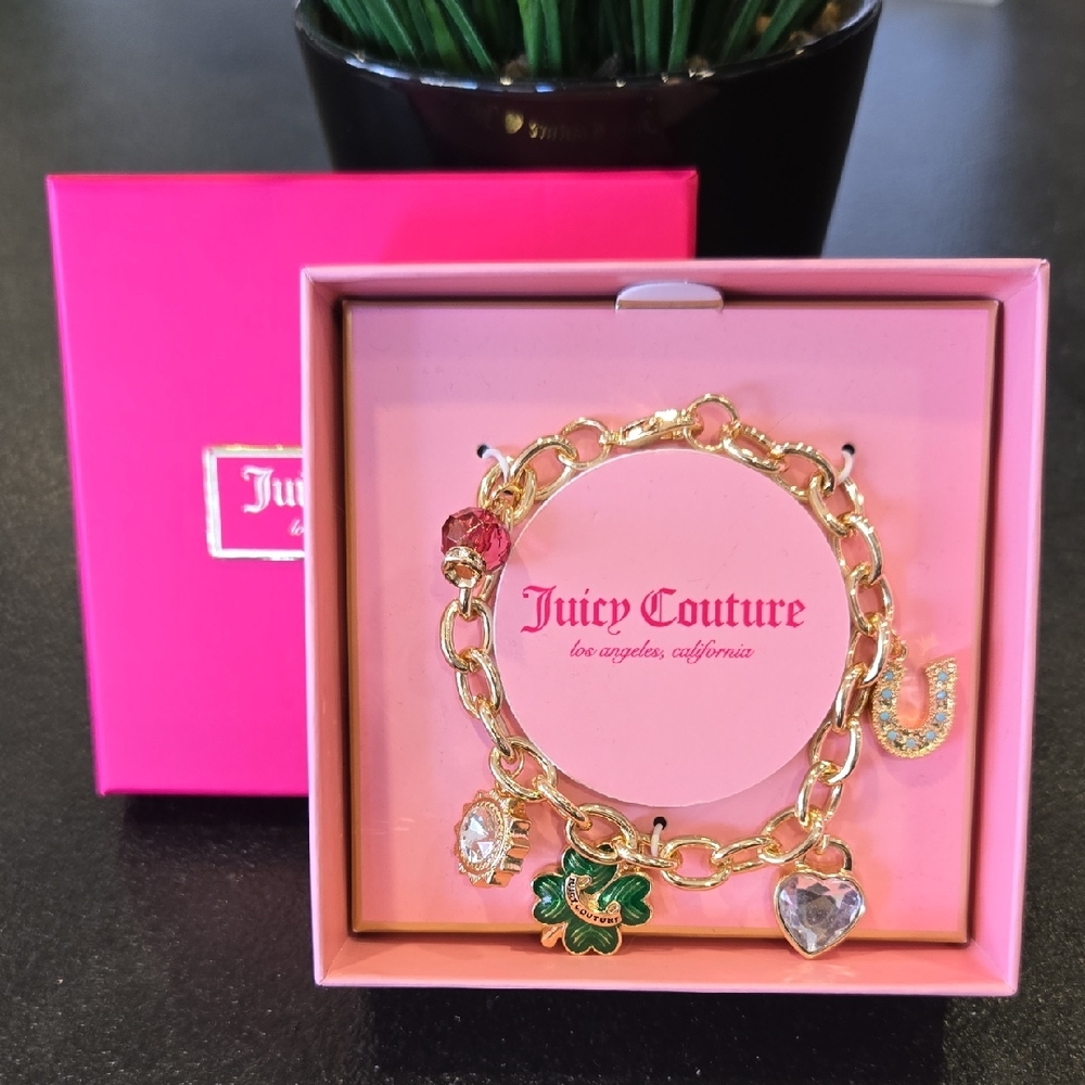 Juicy Couture Gold Bracelet with Colorful Charms New